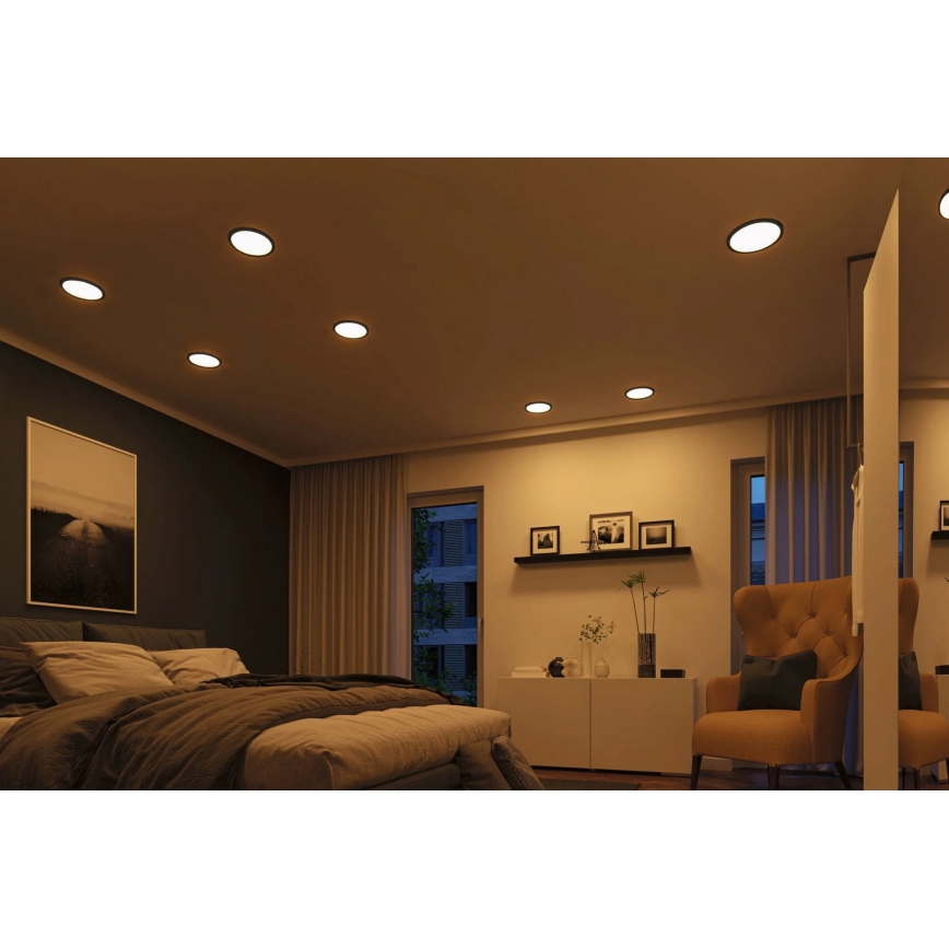 Paulmann 93102 - LED/16W IP44 Zatemnljiva vgradna kopalniška svetilka AREO 230V 2000/3000/4000K premer 23 cm črna