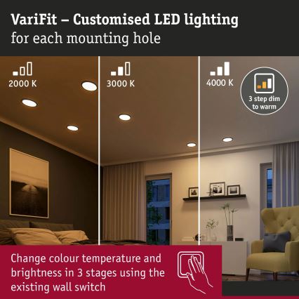 Paulmann 93102 - LED/16W IP44 Zatemnljiva vgradna kopalniška svetilka AREO 230V 2000/3000/4000K premer 23 cm črna