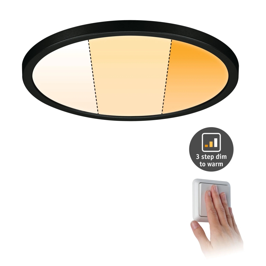 Paulmann 93102 - LED/16W IP44 Zatemnljiva vgradna kopalniška svetilka AREO 230V 2000/3000/4000K premer 23 cm črna