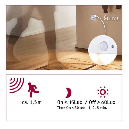 Paulmann 93133 - LED/1,2W Stopniščna svetilka s senzorjem EDGE 230V bela