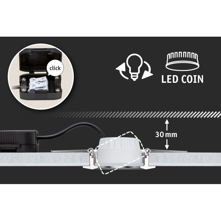 Paulmann 93462 - KOMPLET 3xLED/6W IP44 Kopalniška vgradna svetilka NOVA 230V