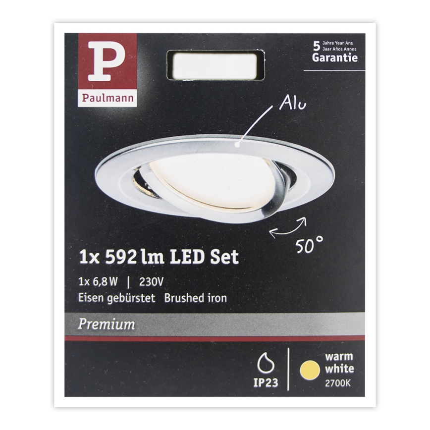 Paulmann 93866 - LED/6,8W IP23 Kopalniška vgradna svetilka COIN 230V