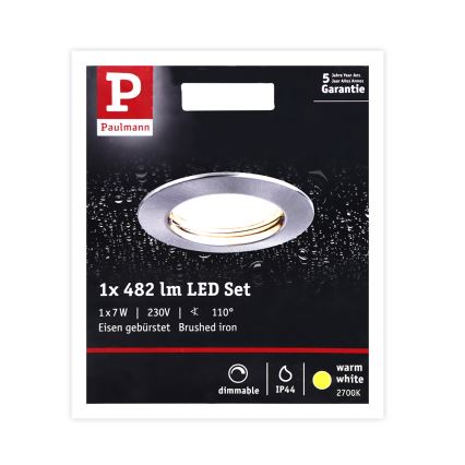 Paulmann 93957 - 1xLED/7W IP44 Zatemnitvena kopalniška svetilka COIN 230V