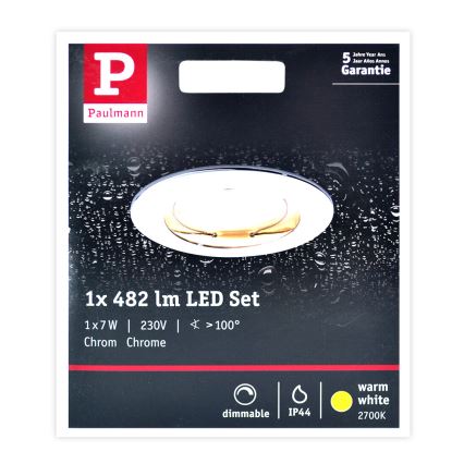 Paulmann 93959 - LED/7W IP44 Zatemnitvena kopalniška svetilka COIN 230V