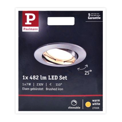 Paulmann 93963 - LED/7W IP23 Kopalniška zatemnitvena stropna svetilka COIN 230V