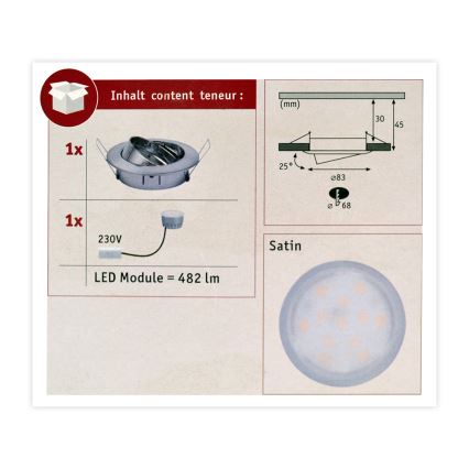 Paulmann 93963 - LED/7W IP23 Kopalniška zatemnitvena stropna svetilka COIN 230V