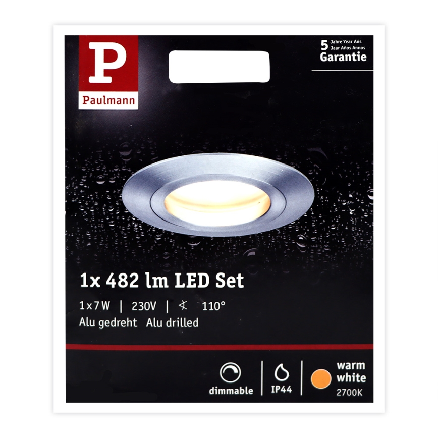 Paulmann 93967 - 1xLED/7W IP44 Zatemnitvena kopalniška svetilka COIN 230V