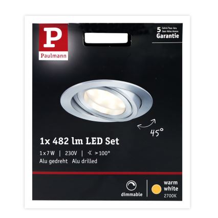 Paulmann 93969 - 1xLED/7W IP23 Zatemnitvena kopalniška svetilka COIN 230V