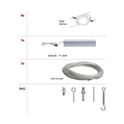 Paulmann 94106 - SET 6xLED/4W Reflektor za a string system ROUNDMAC 230V bela