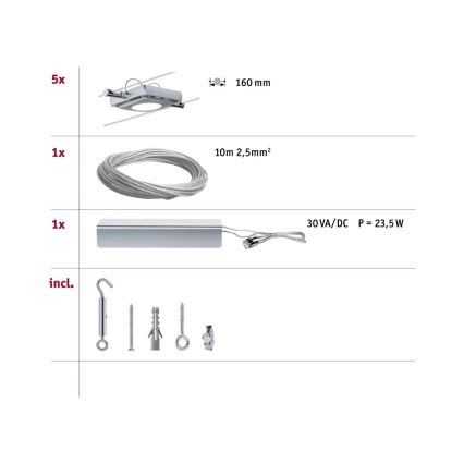 Paulmann 94108 - SET 5xLED/4,3W Reflektor za tračni sistem MAC 230V mat krom