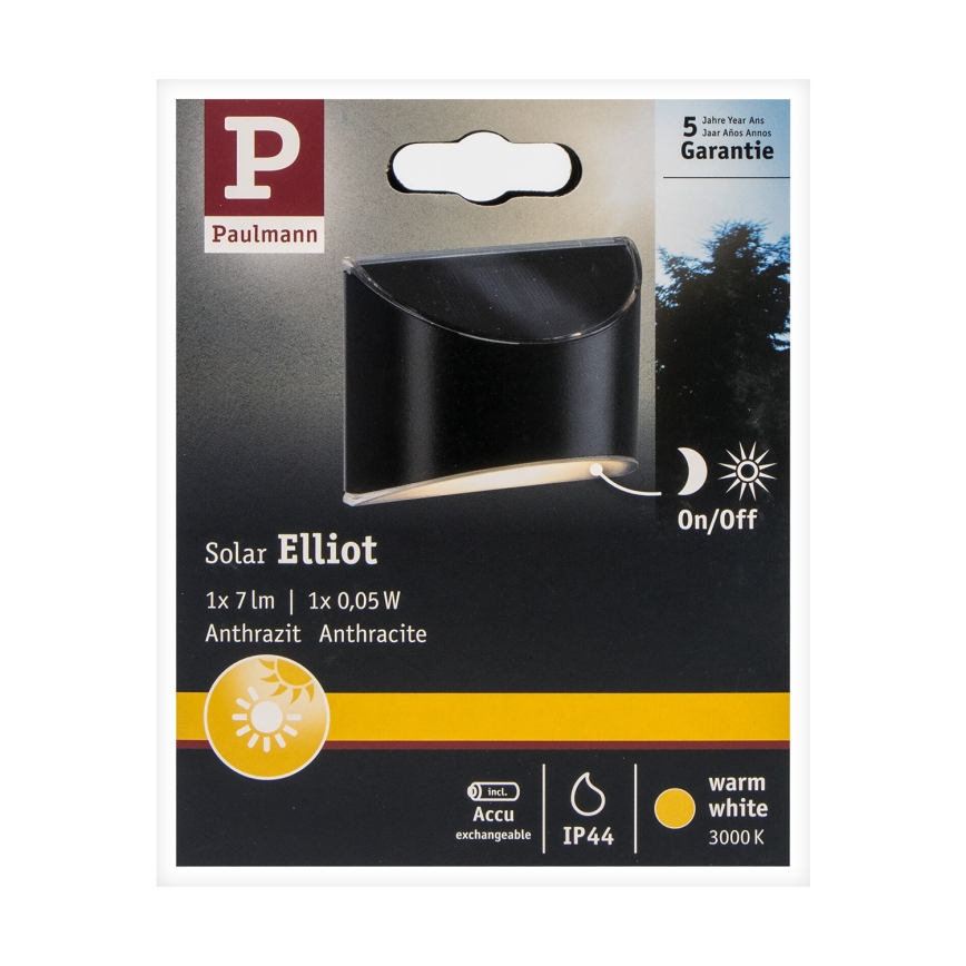 Paulmann 94233 - LED/0,05W IP44 Stenska solarna svetilka ELLIOT 1,2V 400 mAh