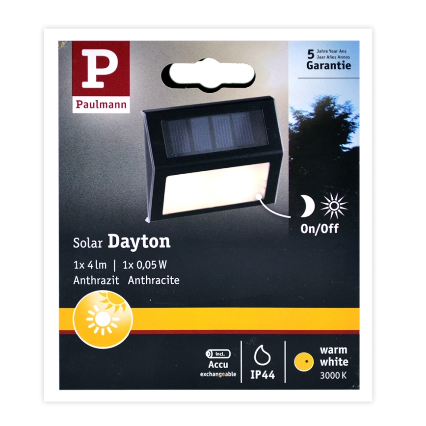Paulmann 94234 - LED/0,05W IP44 Zunanja solarna svetilka s senzorjem DAYTON 1,2V 400 mAh