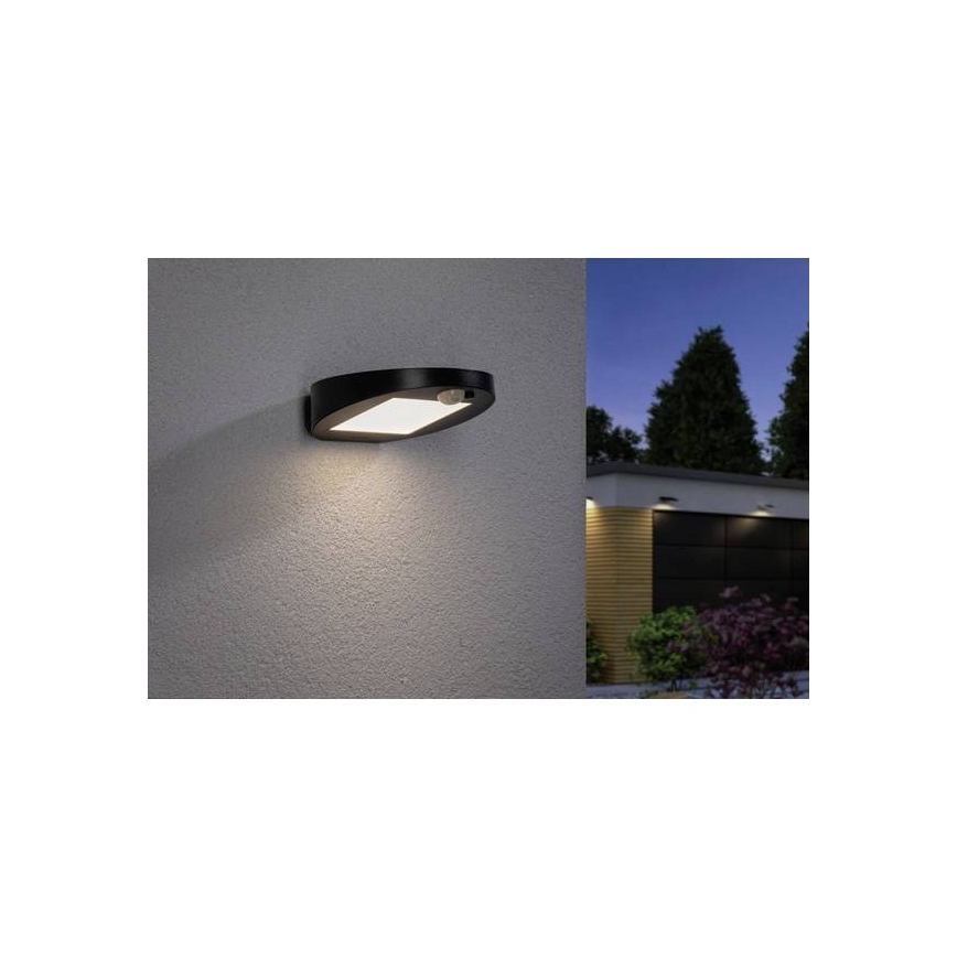 Paulmann 94246 - LED/1,2W IP44 Zunanja solarna svetilka s senzorjem RYSE 3,7V 1800 mAh