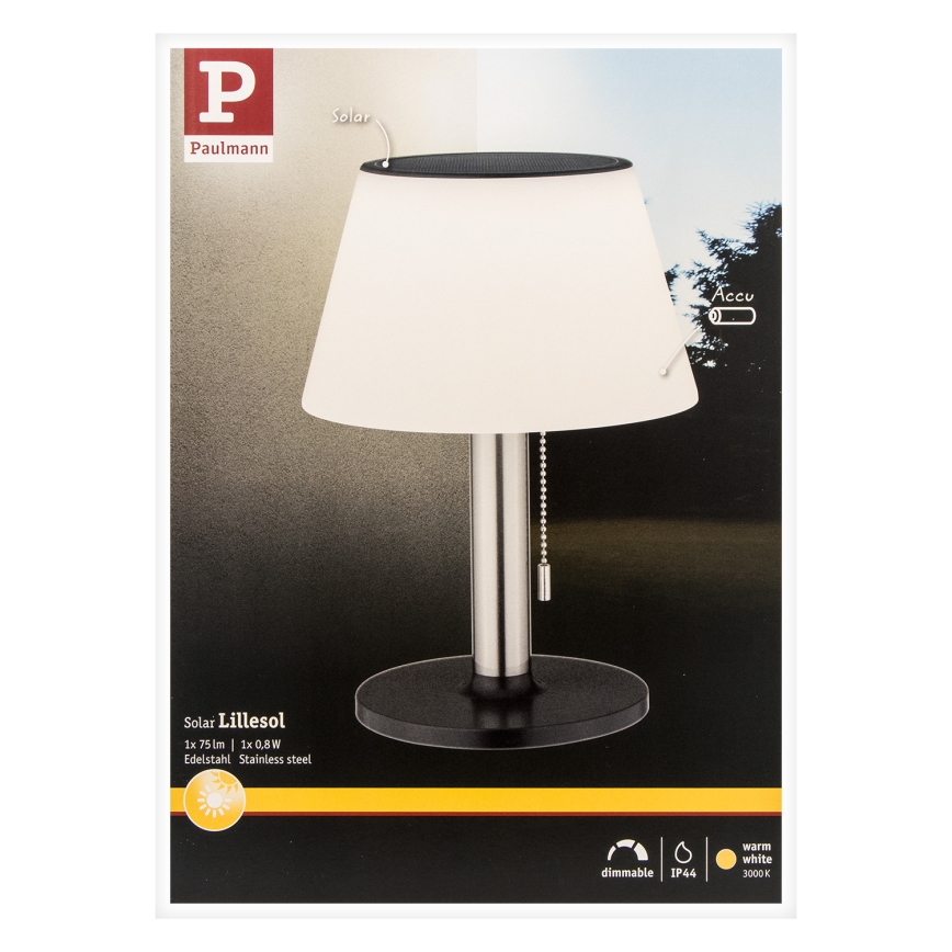 Paulmann 94309 - LED/0,8W IP44 Zatemnitvena solarna svetilka LILLESOL 3,7V 2000 mAh