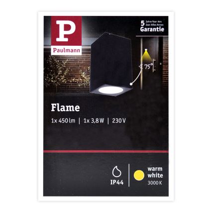 Paulmann 94327 - LED/3,8W IP44 Zunanja stenska svetilka FLAME 230V antracit