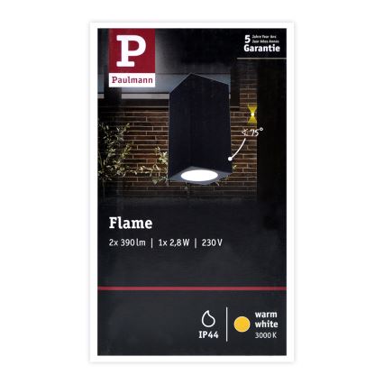 Paulmann 94328 - 2xLED/2,8W IP44 Zunanja stenska svetilka FLAME 230V antracit