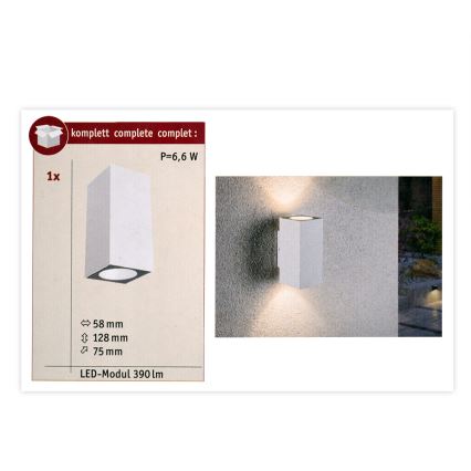 Paulmann 94330 - 2xLED/2,8W IP44 Zunanja stenska svetilka FLAME 230V bela