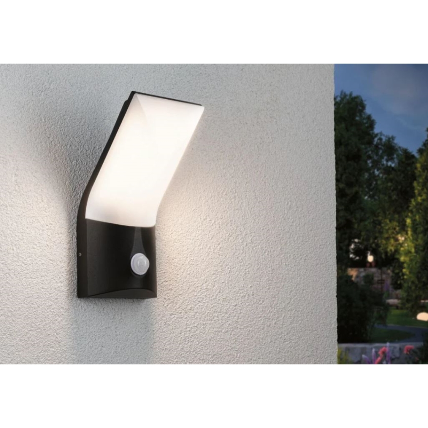 Paulmann 94402 - LED/10W IP44 Zunanja stenska svetilka s senzorjem ADYA 230V