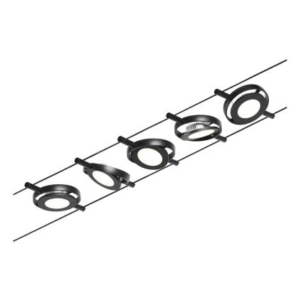 Paulmann 94418 - Komplet 5× LED/4,5 W, kabelski sistem ROUNDMAC 230 V, črn