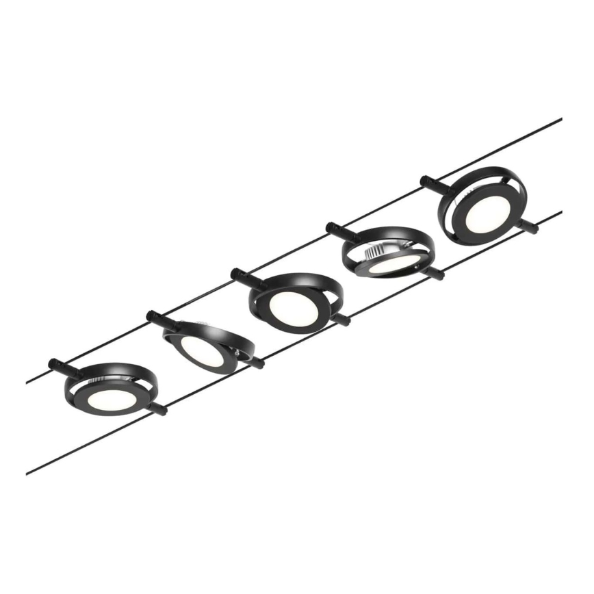 Paulmann 94418 - SET 5xLED/4,5W Reflektor za tračni sistem ROUNDMAC 230V črna