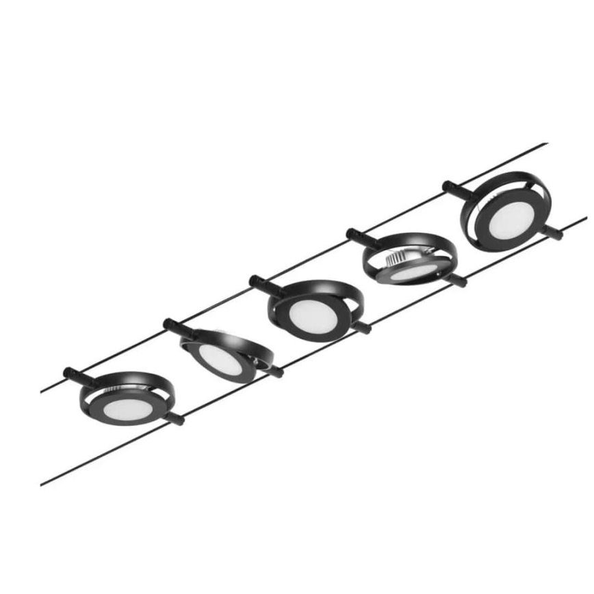 Paulmann 94418 - SET 5xLED/4,5W Reflektor za tračni sistem ROUNDMAC 230V črna