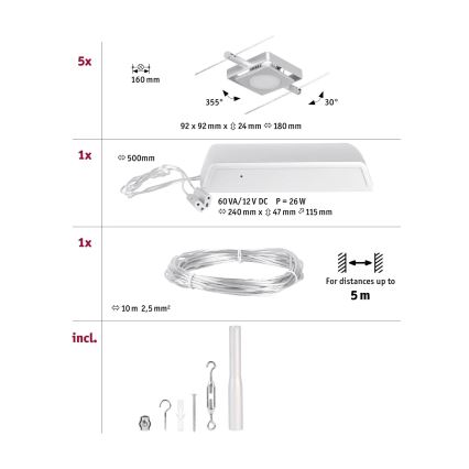 Paulmann 94420 - SET 5xLED/4,5W Reflektor za tračni sistem MAC 230V mat krom