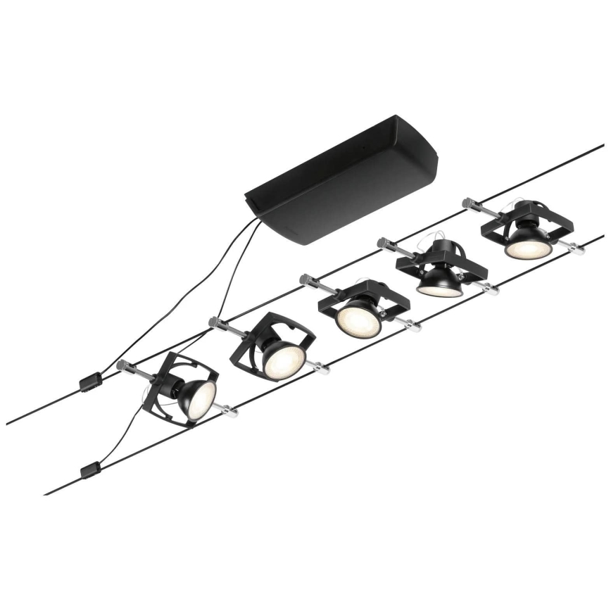 Paulmann 94434 - SET 5xGU5,3/10W Reflektor za tračni sistem MAC 230V črna