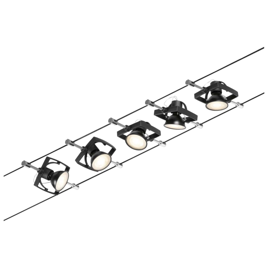 Paulmann 94434 - SET 5xGU5,3/10W Reflektor za tračni sistem MAC 230V črna