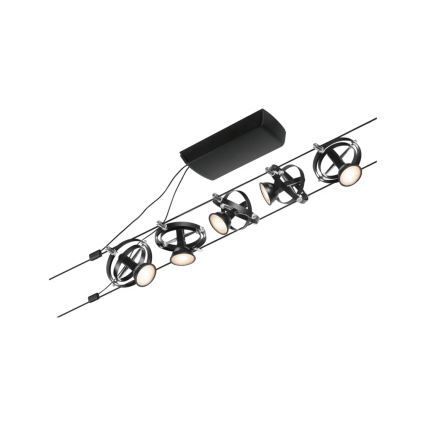 Paulmann 94440 - Komplet 5xGU5,3/10W kompletni kabelski sistem CARDAN 230V črna