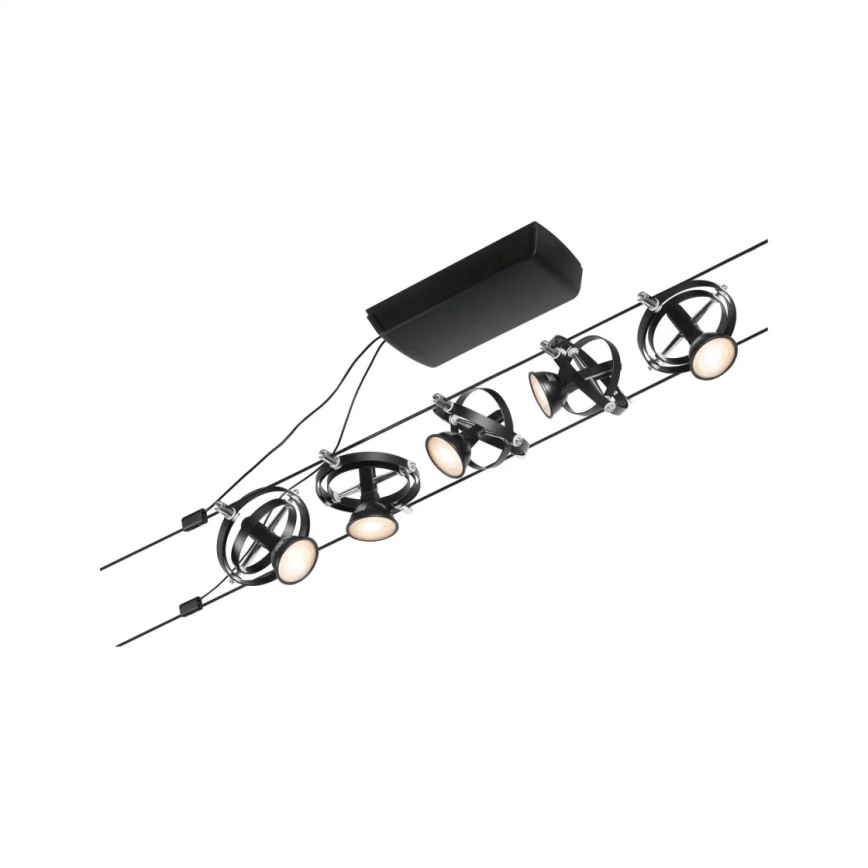 Paulmann 94440 - Komplet 5xGU5,3/10W kompletni kabelski sistem CARDAN 230V črna