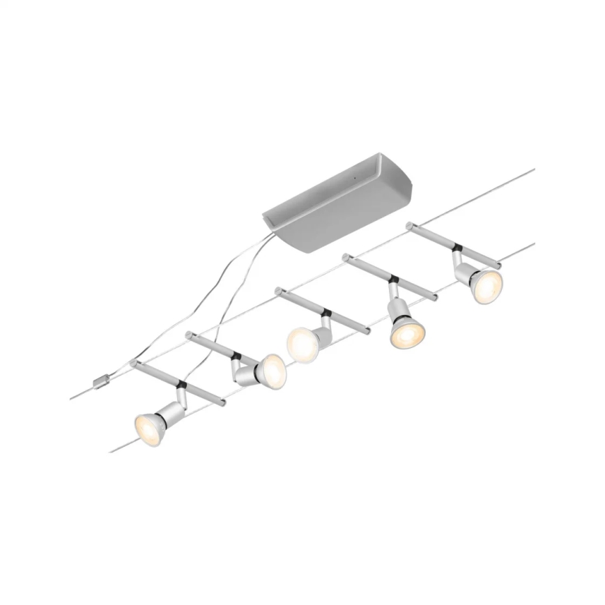 Paulmann 94442 - Komplet 5x GU5,3/10W, popoln kabelski sistem SALT 230V, mat krom