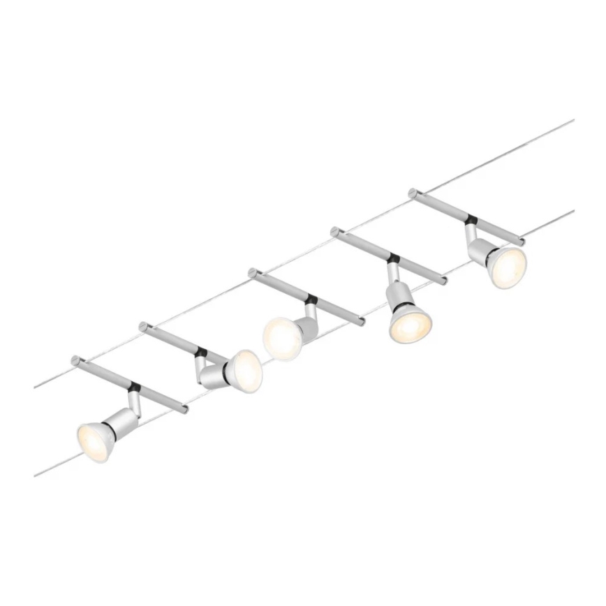Paulmann 94442 - Komplet 5x GU5,3/10W, popoln kabelski sistem SALT 230V, mat krom