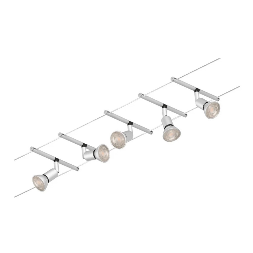 Paulmann 94442 - Komplet 5x GU5,3/10W, popoln kabelski sistem SALT 230V, mat krom