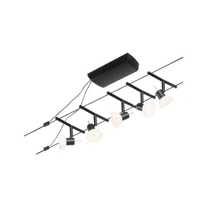 Paulmann 94450 - Komplet 5xGU5,3/10W Popoln kabelski sistem SHEELA 230V črna