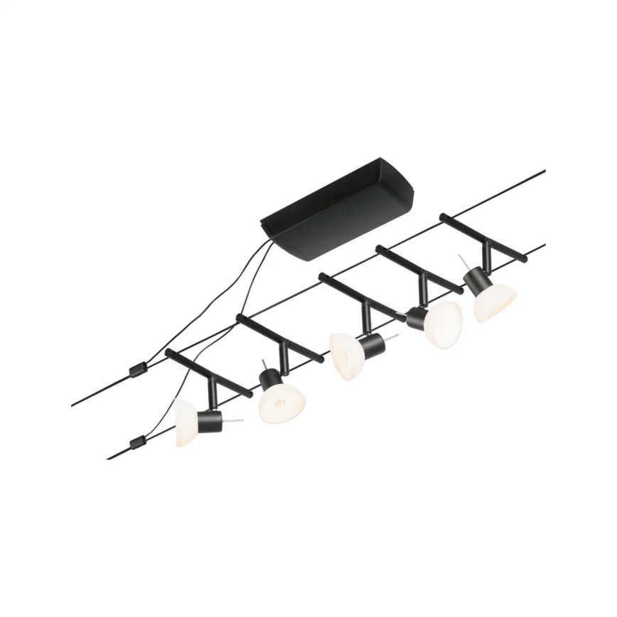 Paulmann 94450 - Komplet 5xGU5,3/10W Popoln kabelski sistem SHEELA 230V črna