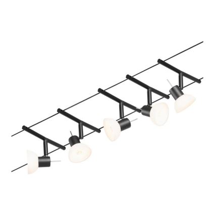 Paulmann 94450 - Komplet 5xGU5,3/10W Popoln kabelski sistem SHEELA 230V črna