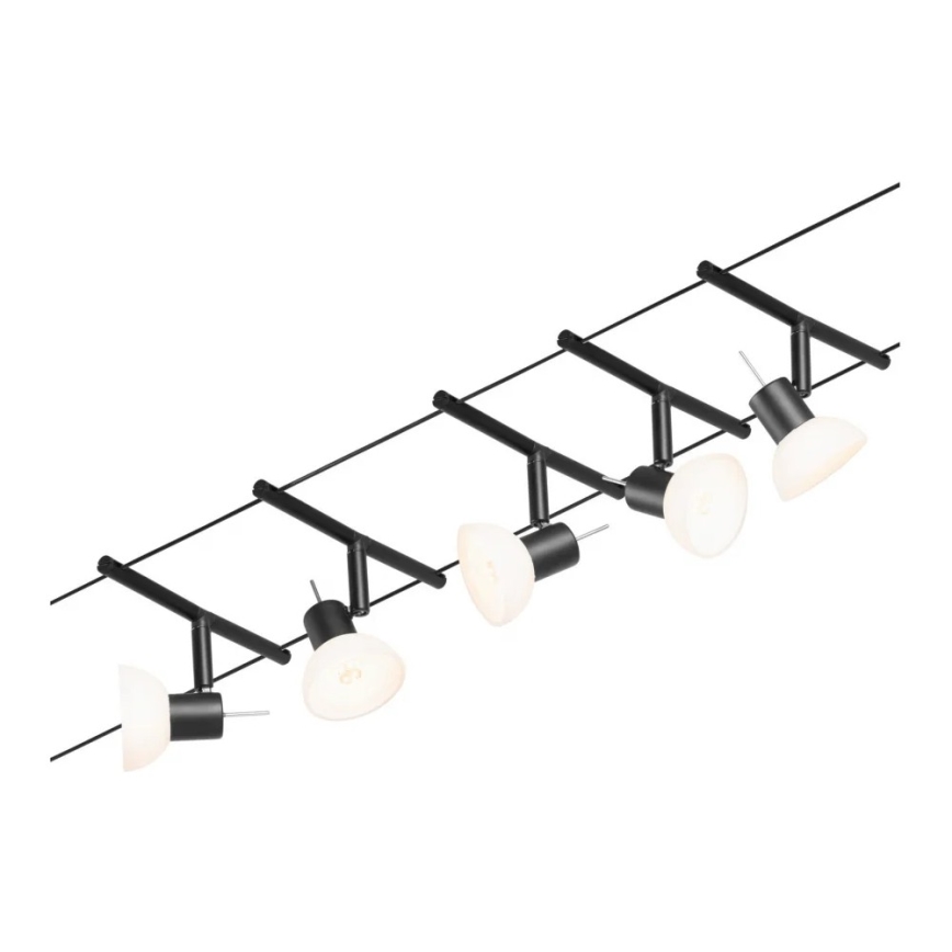 Paulmann 94450 - Komplet 5xGU5,3/10W Popoln kabelski sistem SHEELA 230V črna