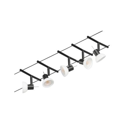 Paulmann 94450 - Komplet 5xGU5,3/10W Popoln kabelski sistem SHEELA 230V črna