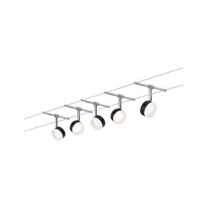 Paulmann 94457 - Komplet 5xLED/4W popoln kabelski sistem CLEAR 230V črna/sijajni krom