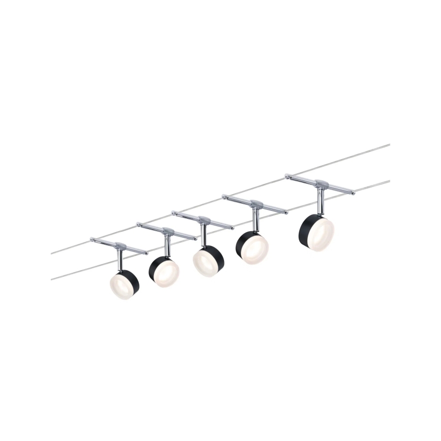 Paulmann 94457 - Komplet 5xLED/4W popoln kabelski sistem CLEAR 230V črna/sijajni krom