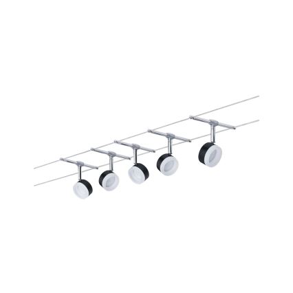 Paulmann 94457 - Komplet 5xLED/4W popoln kabelski sistem CLEAR 230V črna/sijajni krom