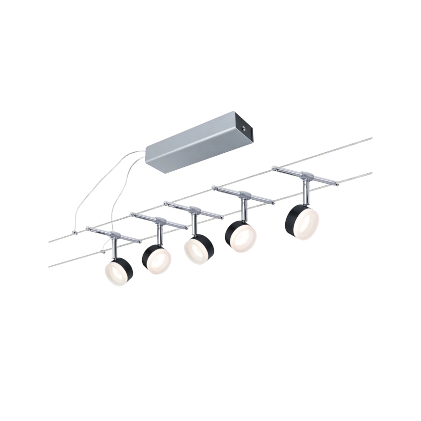 Paulmann 94457 - Komplet 5xLED/4W popoln kabelski sistem CLEAR 230V črna/sijajni krom