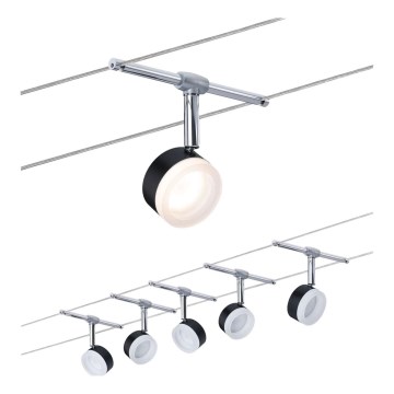 Paulmann 94457 - Komplet 5xLED/4W popoln kabelski sistem CLEAR 230V črna/sijajni krom