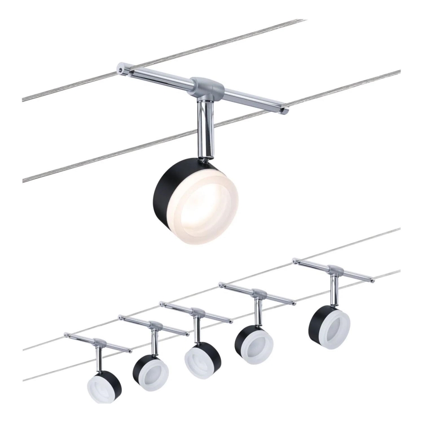 Paulmann 94457 - Komplet 5×LED/4W usmerjenih reflektorjev za žični sistem CLEAR 230V črna/sijajni krom
