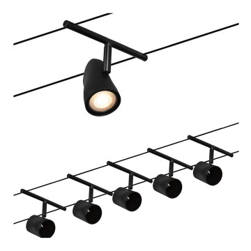 Paulmann 94469 - Komplet 5x GU5,3/10W, kompleten kabelski sistem CUP 230V, črn