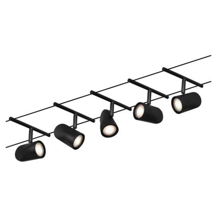 Paulmann 94469 - Komplet 5x GU5,3/10W, kompleten kabelski sistem CUP 230V, črn
