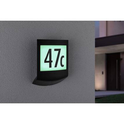 Paulmann 94513 - RGBW LED/8,2W IP44 Hišna številka z možnostjo zatemnitve, s senzorjem gibanja in mraka PADEA 230V antracit
