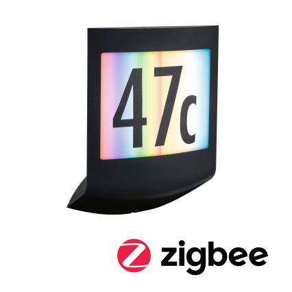 Paulmann 94513 - RGBW LED/8,2W IP44 Hišna številka z možnostjo zatemnitve, s senzorjem gibanja in mraka PADEA 230V antracit