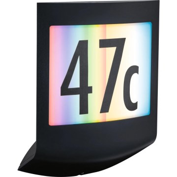 Paulmann 94513 - RGBW LED/8,2W IP44, zatemnjiva hišna številka s senzorjem mraka PADEA 230V, antracit