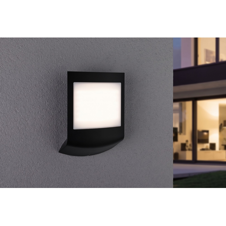 Paulmann 94513 - RGBW LED/8,2W IP44 Zatemnjiva zunanja stenska svetilka s senzorjem gibanja in senzorjem mraka PADEA 230V antracit